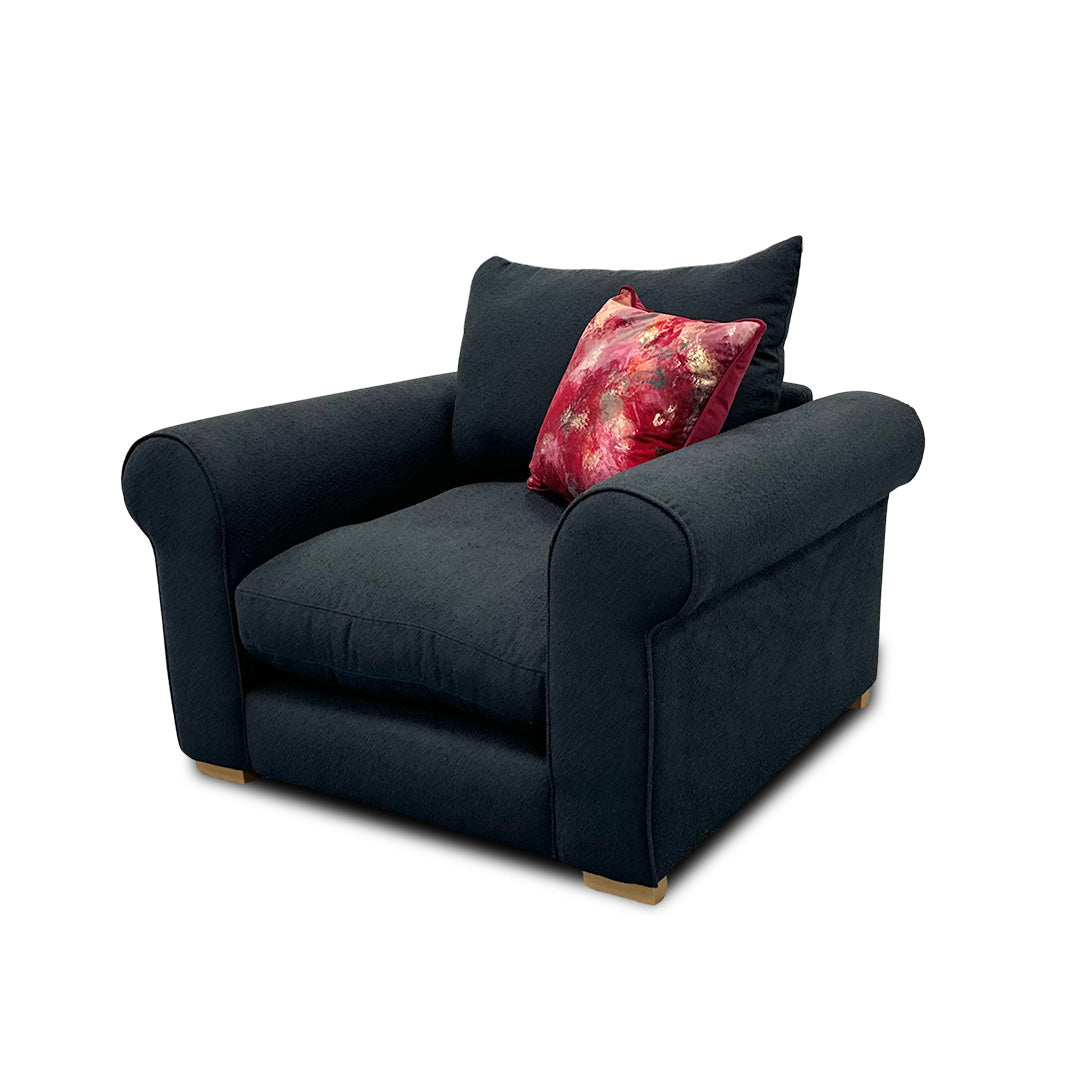 ‘Hugh' Navy Calix Boucle Armchair