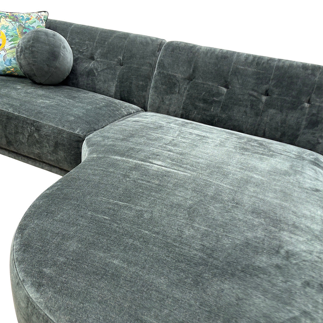 'Appleton' Forest Green Appleton Plain Fabric Right Hand Facing Open End Chaise Sofa + Yin Yang Footstool