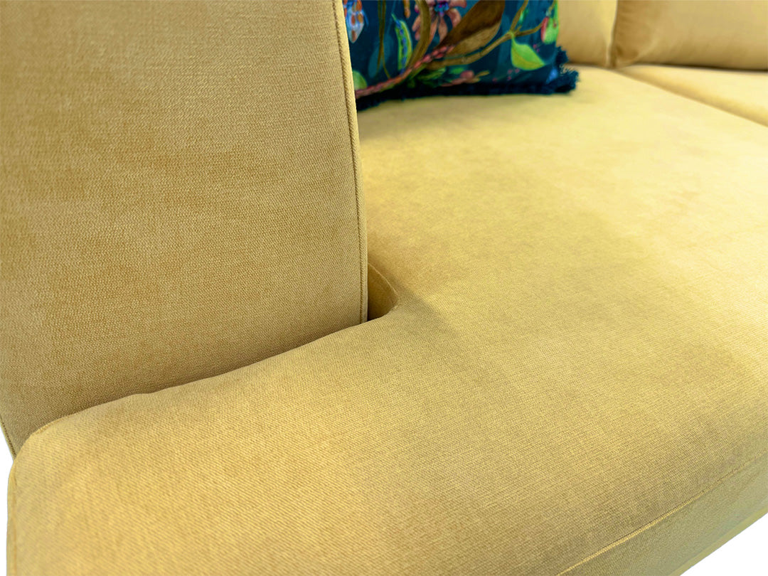 ‘Freya’ Lemon Plaza Linen 4 Seater REVERSIBLE Lounger Sofa