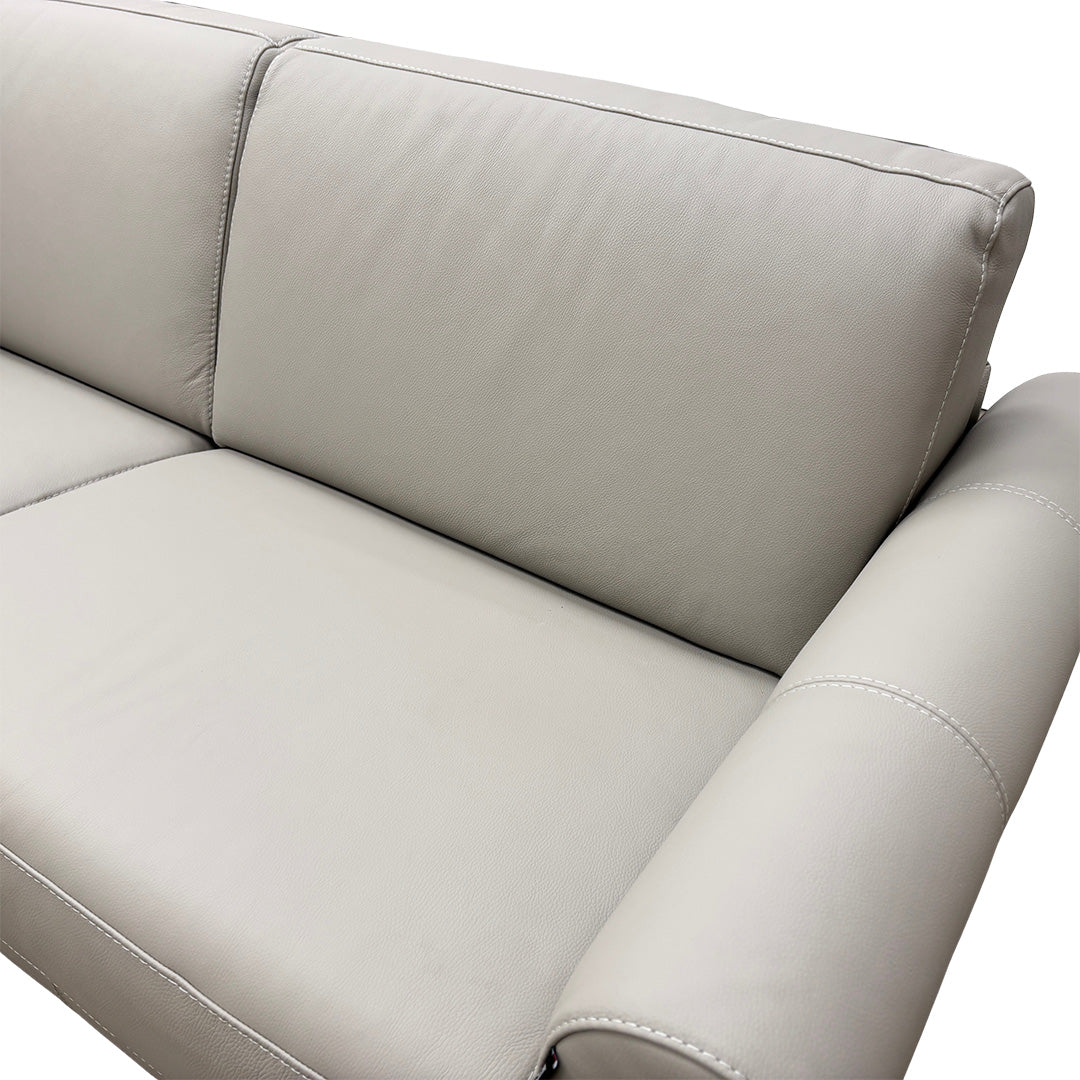 Nicoletti 'Alcova' Torello Tortora Dark Feet Leather 2.5 Seater Sofa Bed with Scroll Arms
