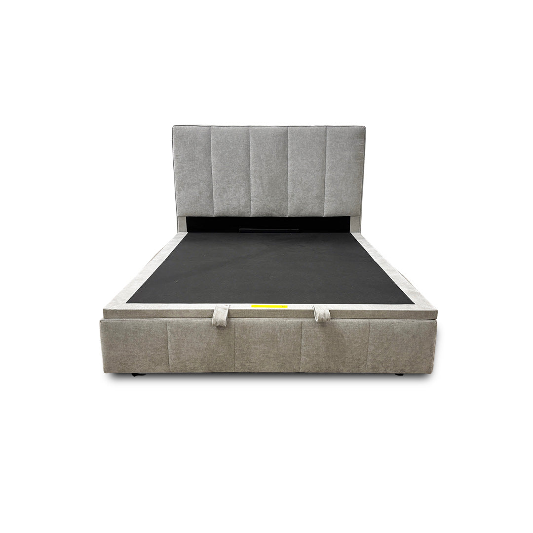 'Telosa' Grey Fabric End Lift Electric Ottoman Bed Frame with Headboard