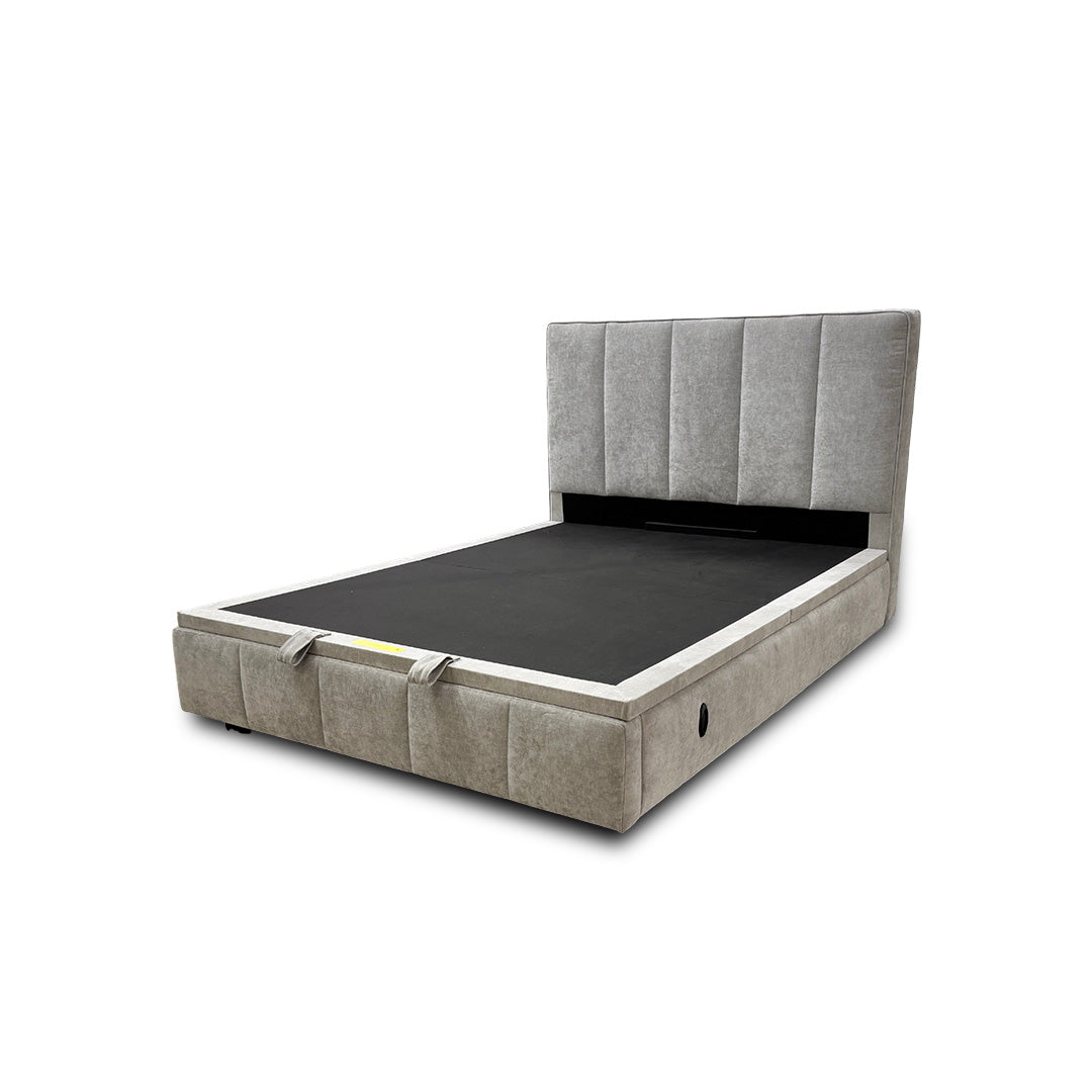'Telosa' Grey Fabric End Lift Electric Ottoman Bed Frame with Headboard