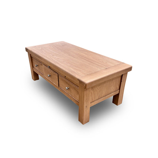 'Delaney' Natural Oak Coffee Table with 3 Drawers