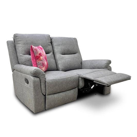 Full view of Thornbrook 'Ranger' 2-seater manual recliner sofa in durable grey endurance fabric.
