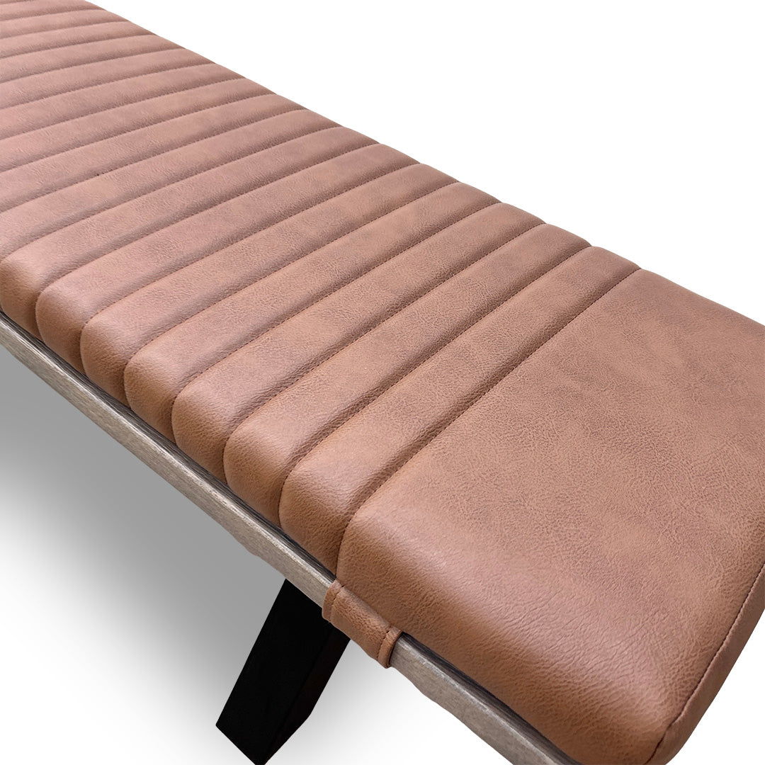 Bodahl 'Loki' 08 Vintage Grey Solid Oak 180cm Dining Bench with Cognac 180cm Bench Pad