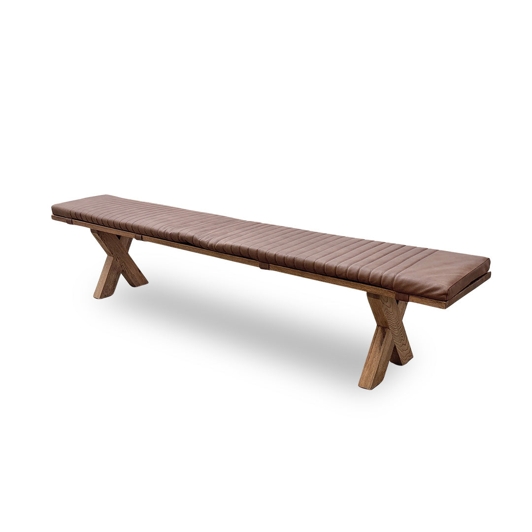 Bodahl 'Loki' 04 Desert Solid Oak 240cm Dining Bench with Cognac 240cm Bench Pad