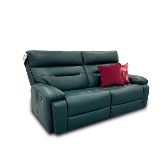 ‘Cinemax’ Midnight Jade Le-9314 3 Seater Leather Power Recliner Sofa