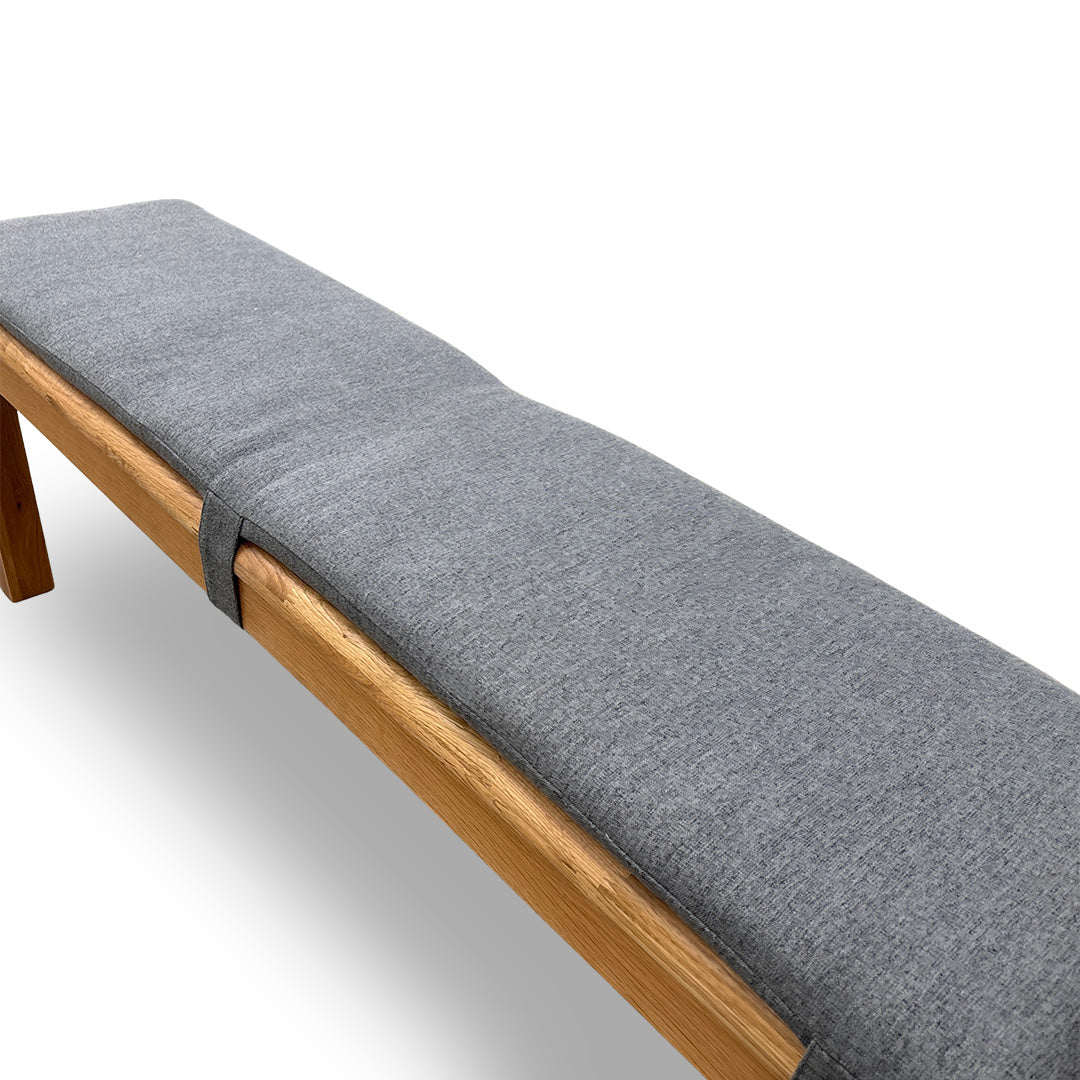 'Bakerloo' Solid Oak Large Wooden Bench with Grey Bench Pad
