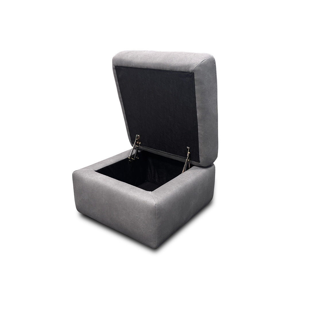 'Cinemax' Nappa Grey Velvet Storage Footstool