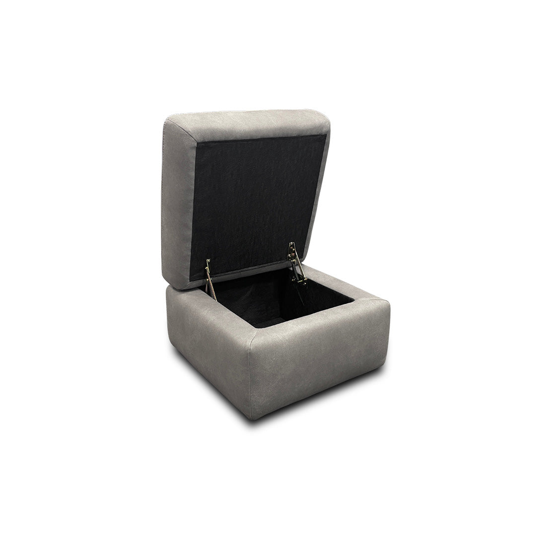 'Cinemax' Nappa Grey Velvet Storage Footstool