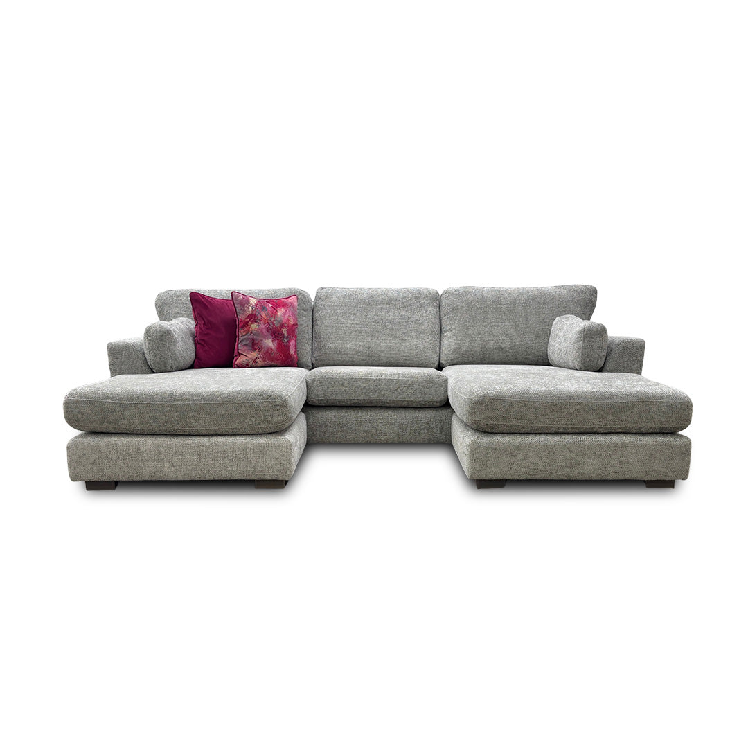 'Essie' Silver Essie Body Woven Fabric Double Ended Chaise Sofa