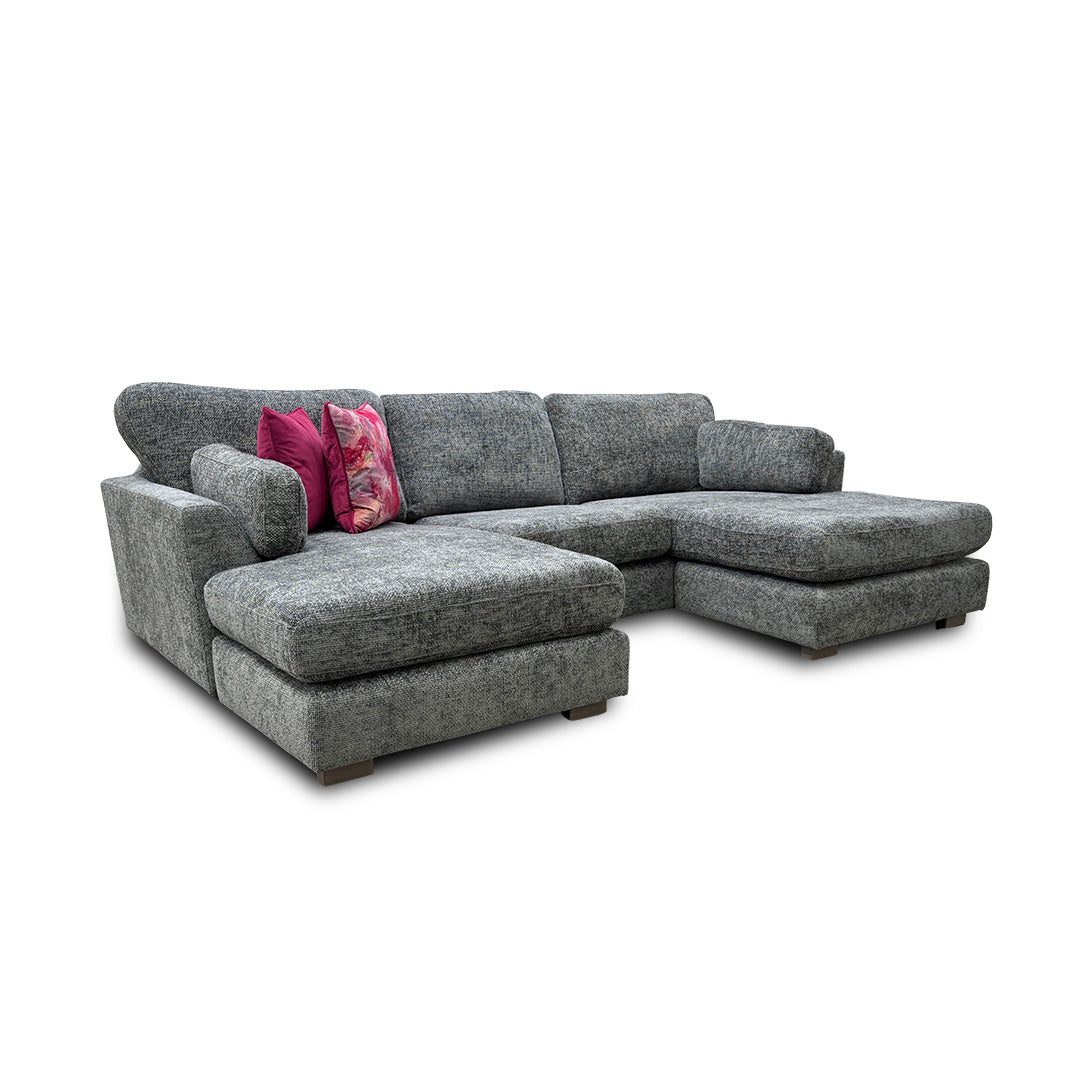 'Essie' Charcoal Essie Body Woven Fabric Double Ended Chaise Sofa