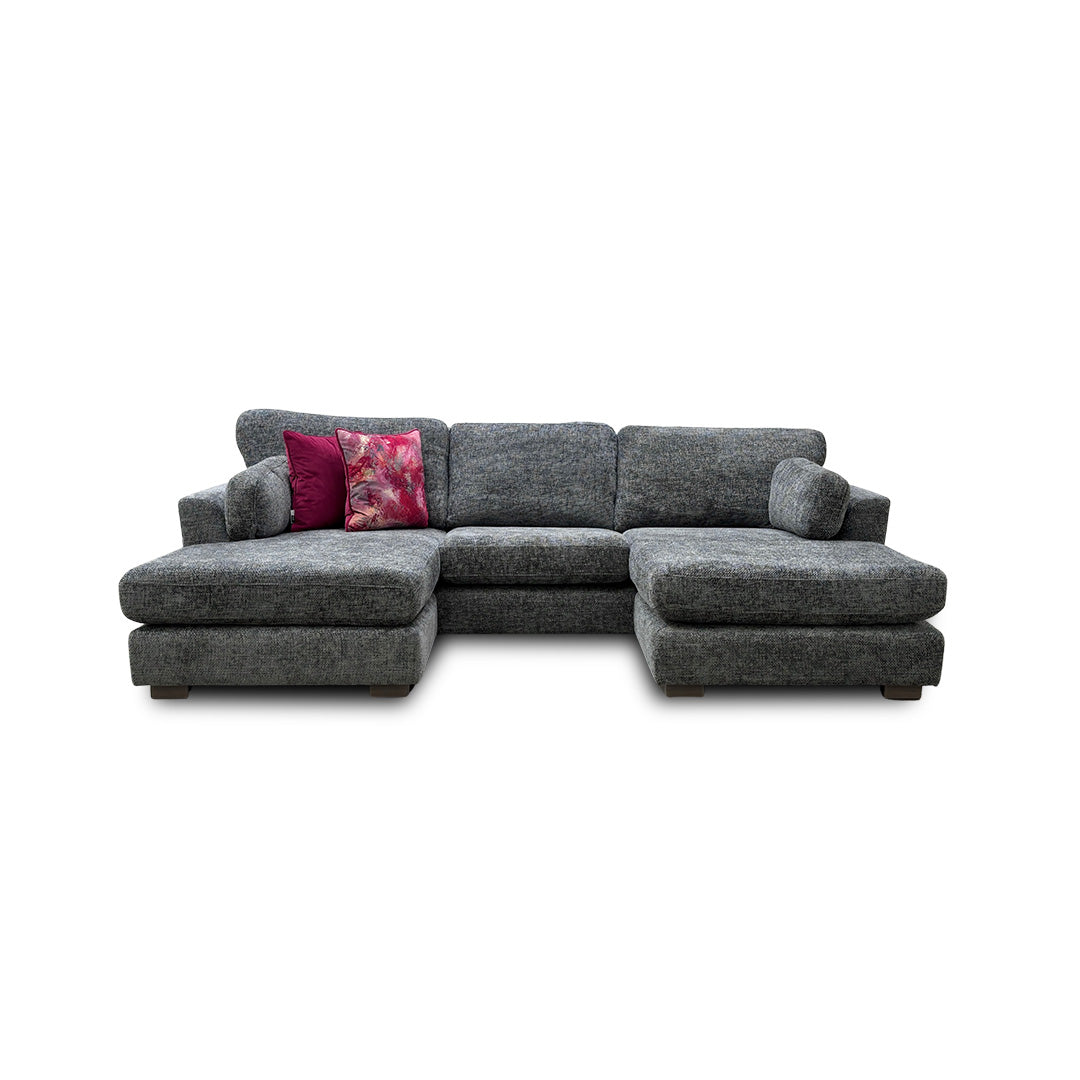 'Essie' Charcoal Essie Body Woven Fabric Double Ended Chaise Sofa