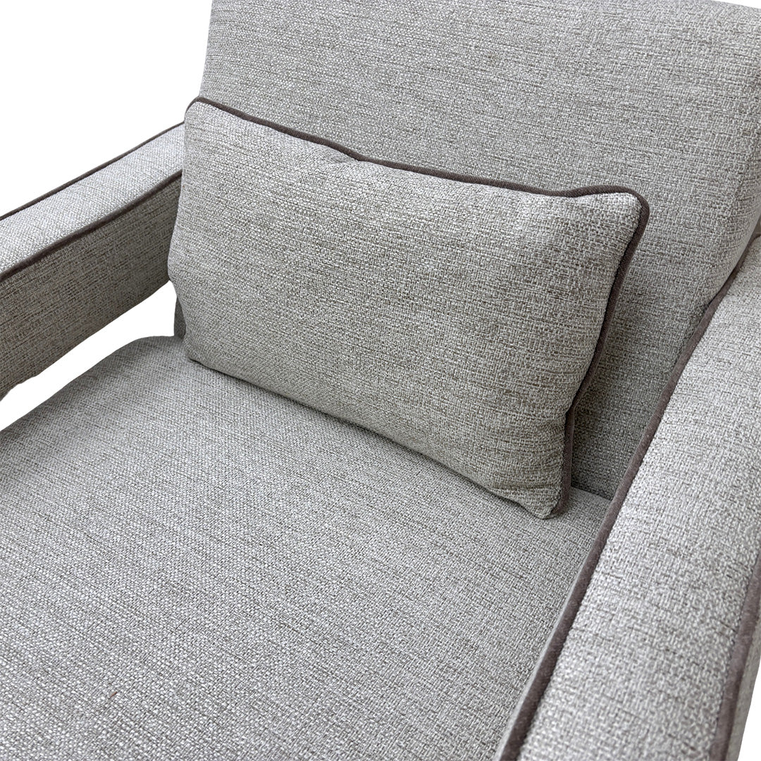 'Russo' Lustre Weave Contrast Piping Natural Mix 3 Seater Sofa + Accent Chair