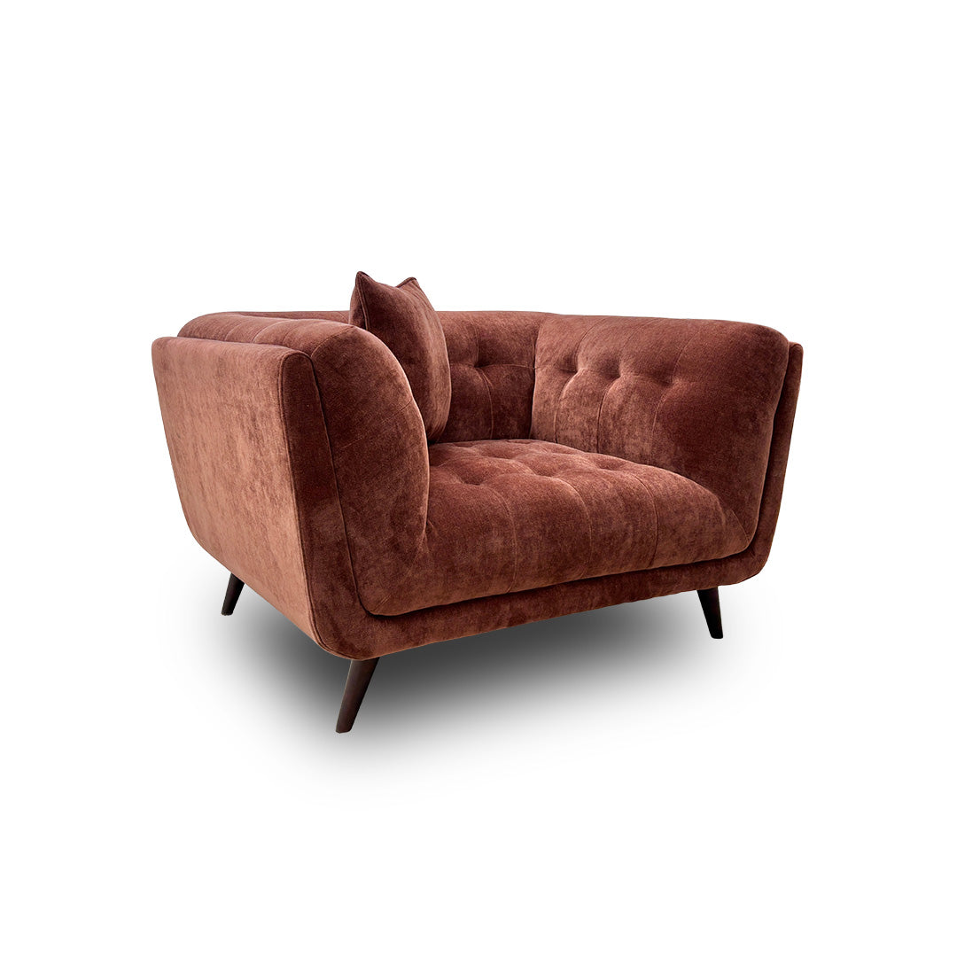 'Rene' Manhattan Burnt Sienna Fabric Cuddler Chair