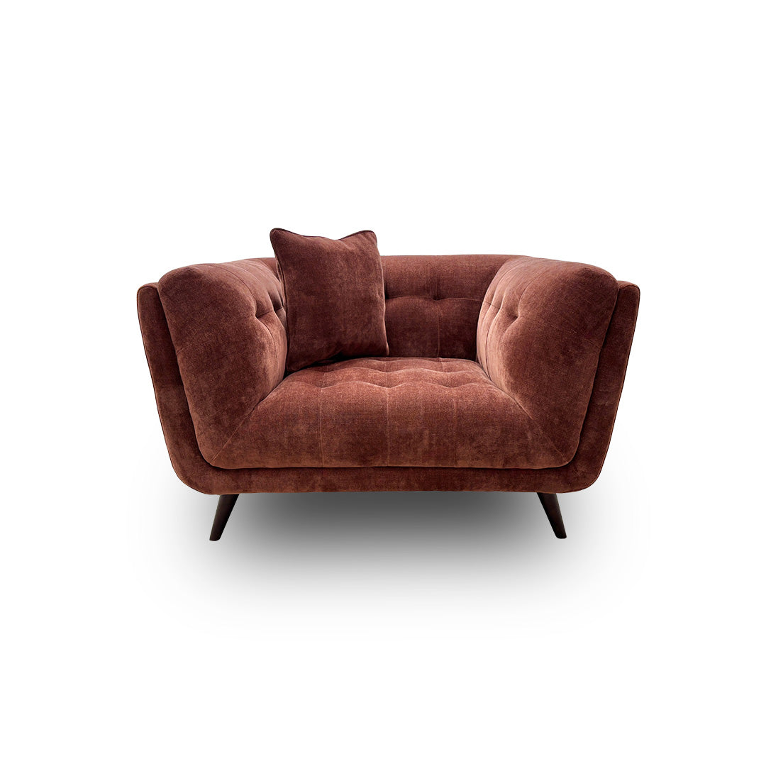 'Rene' Manhattan Burnt Sienna Fabric Cuddler Chair