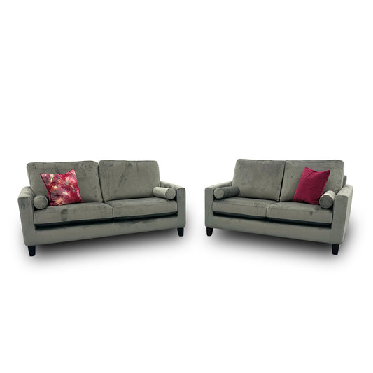 ‘Bailey’ Dolphin Grey Velvet 3 + 2 Seater Sofa Set