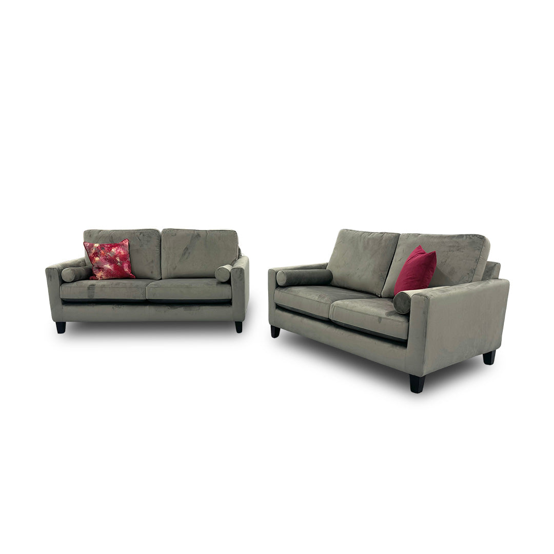 ‘Bailey’ Dolphin Grey Velvet 3 + 2 Seater Sofa Set