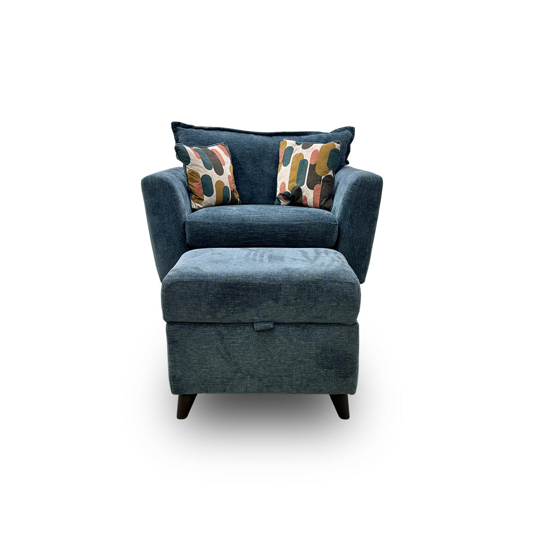 'Sofia' Marlon Atlantic Wf Fabric Power Recliner Snuggler Chair + Storage Footstool