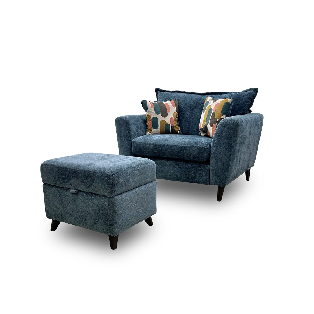 'Sofia' Marlon Atlantic Wf Fabric Power Recliner Snuggler Chair + Storage Footstool