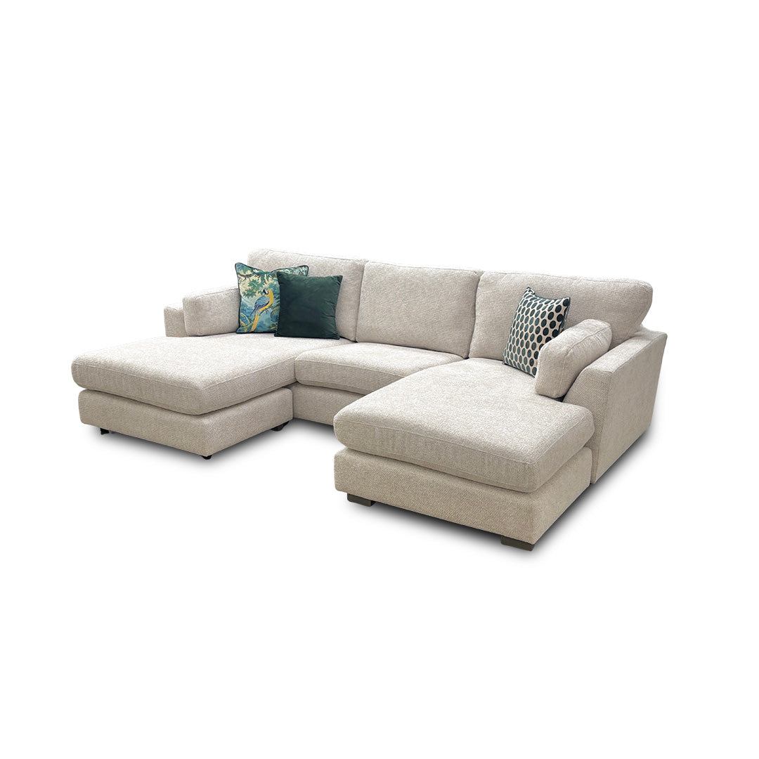 'Essie' Cream Essie Body Woven Fabric Double Ended Chaise Sofa