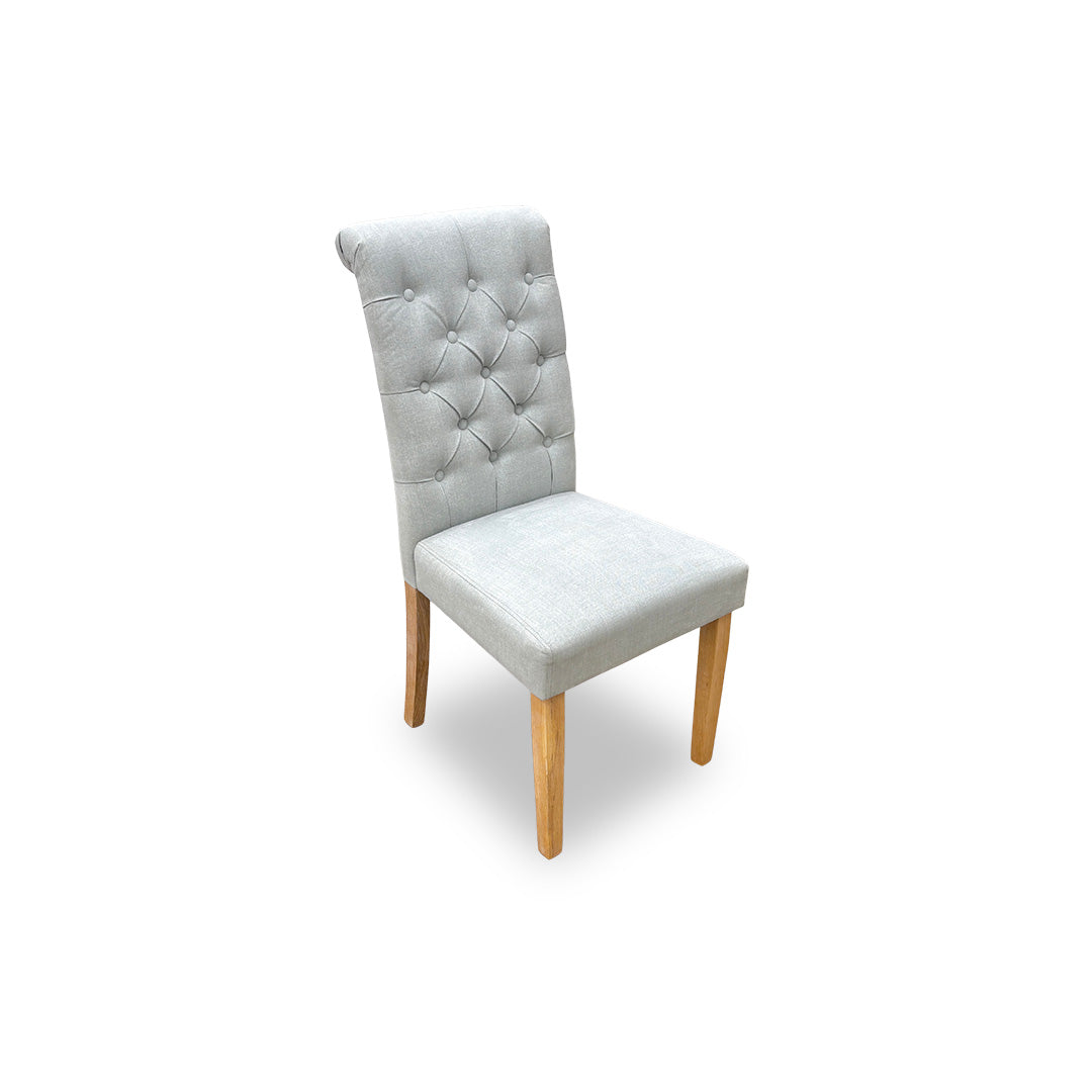 'Hamilton' Sky Blue Fabric Roll Back Button Back Dining Chair