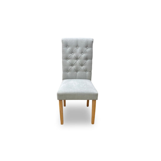 'Hamilton' Sky Blue Fabric Roll Back Button Back Dining Chair