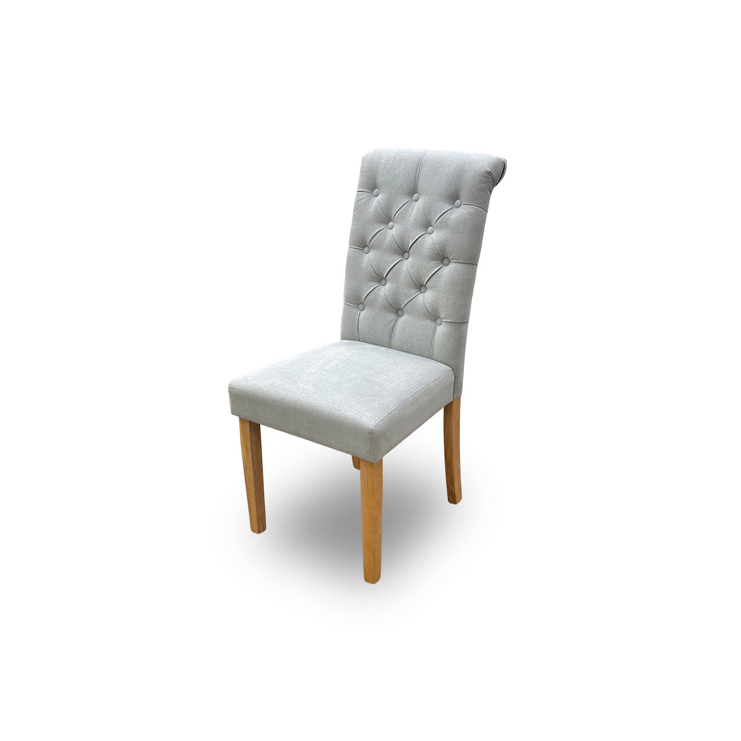 'Hamilton' Sky Blue Fabric Roll Back Button Back Dining Chair
