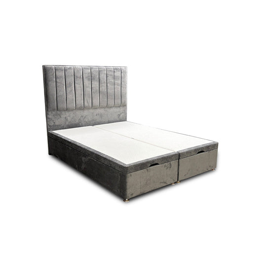 'Pluto' Milan Thunder Floor Standing Headboard + Double Ottoman End Lift Base - King