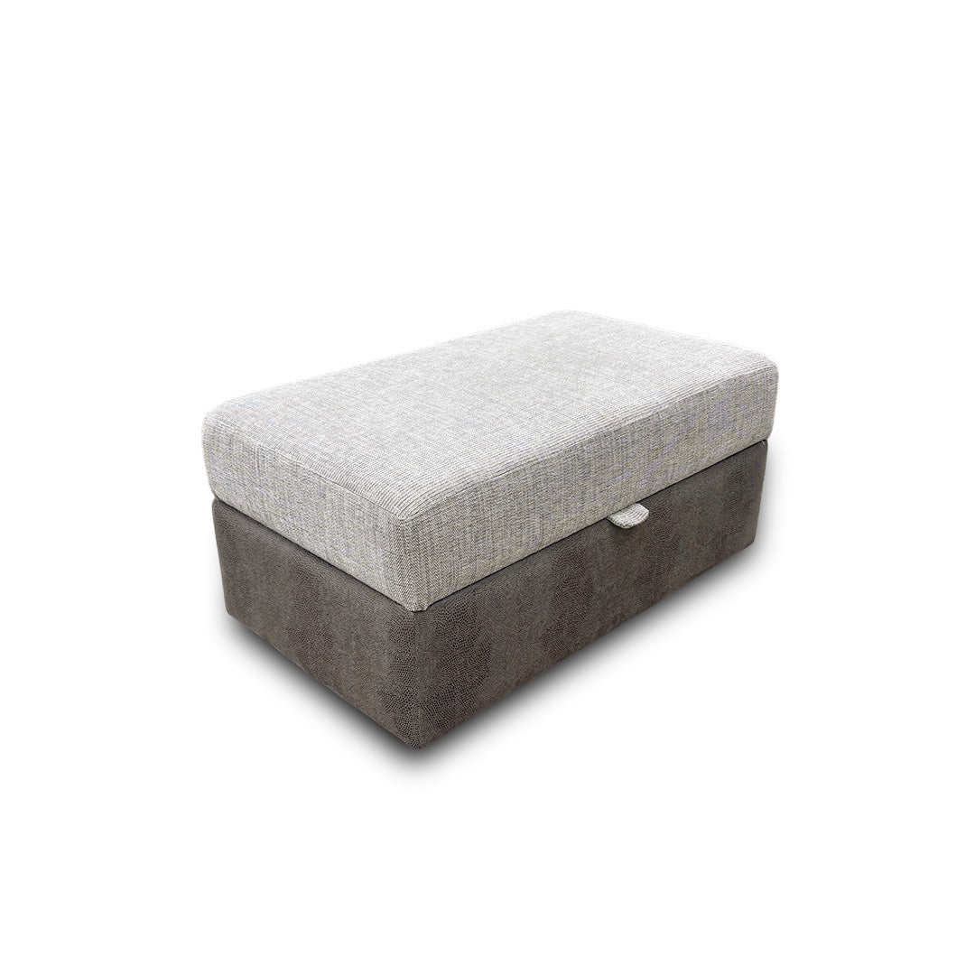 'Freya' Grey Fabric Two Tone Large Storage Footstool