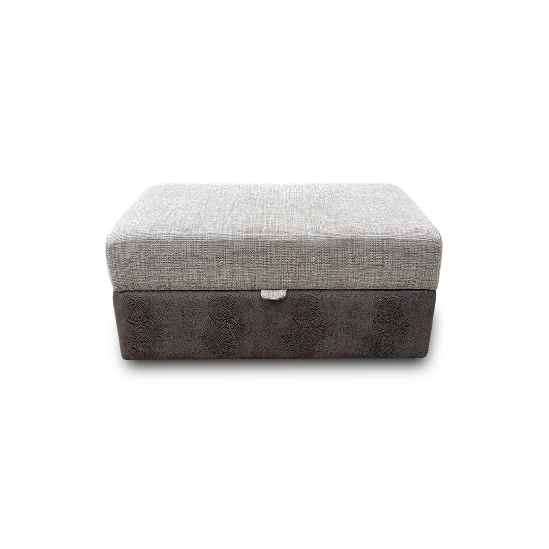 'Freya' Grey Fabric Two Tone Large Storage Footstool