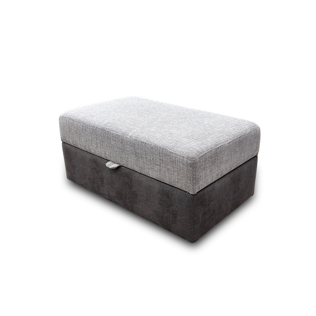 'Freya' Grey Fabric Two Tone Large Storage Footstool