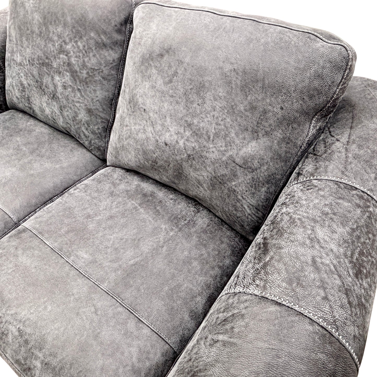 'Galleria' Utah Grey Leather 3 + 2 Sofa Set with Storage Footstool