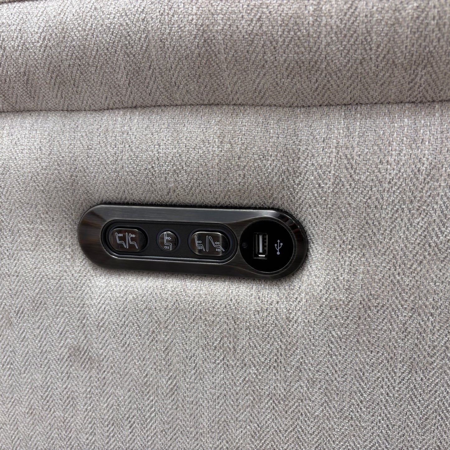 'Sienna' Light Grey Fabric Power Recliner Corner Sofa with Power Headrests