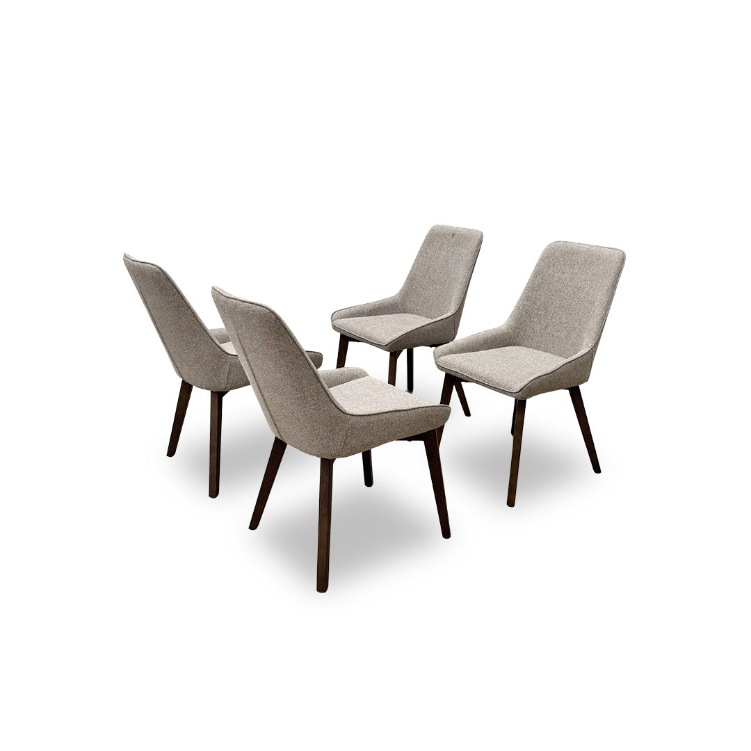 ‘Pierre’ Latte Tight Weave Fabric Dining Chairs - Set of 4