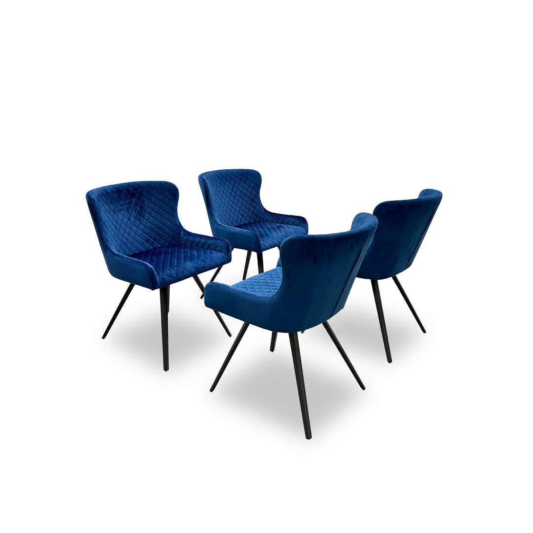 ‘Messina’ Royal Blue Velvet Dining Chairs - Set of 4