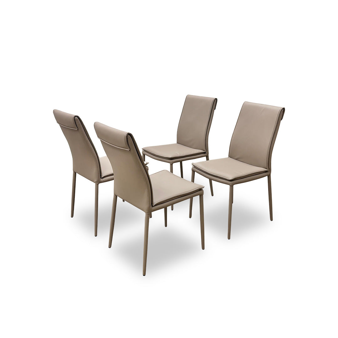 ‘Pierre Talia’ Taupe Leather Dining Chairs - Set of 4