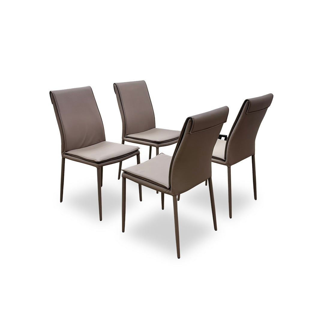 ‘Pierre Talia’ Taupe Leather Dining Chairs - Set of 4