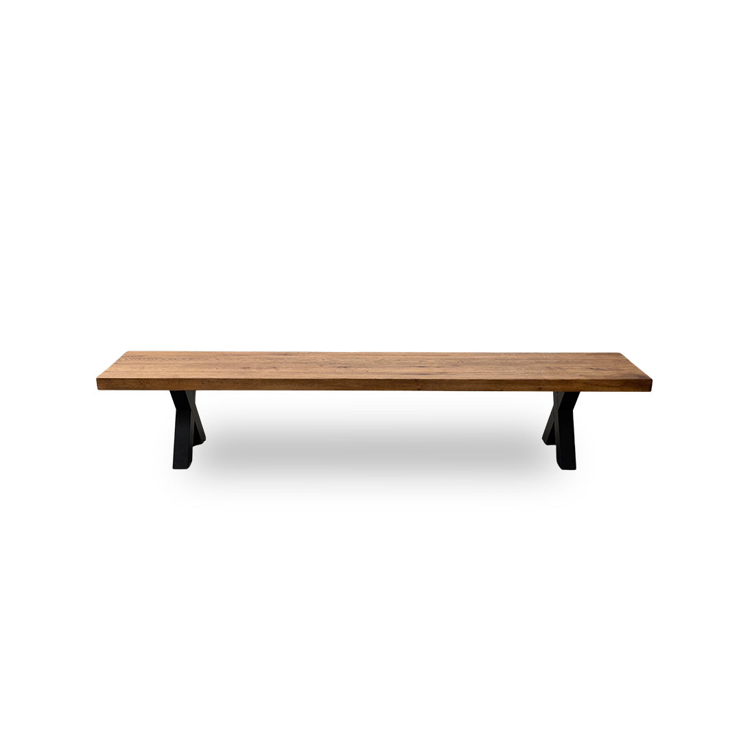 Bodahl 'Loki' 06 Old Bassano Solid Oak 240cm Dining Bench with X-Shaped Legs