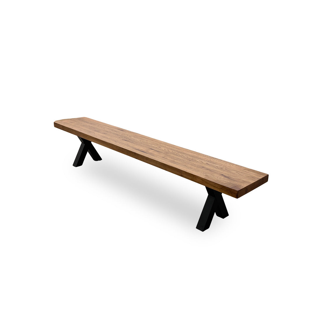 Bodahl 'Loki' 06 Old Bassano Solid Oak 240cm Dining Bench with X-Shaped Legs