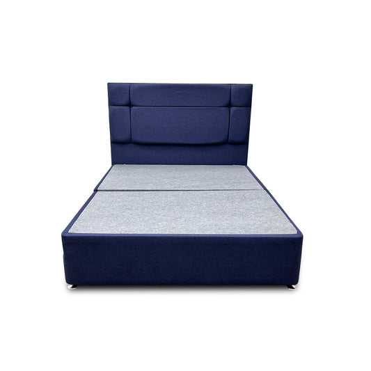 ‘Pavia’ Sapphire Fabric Divan Bed Base + Floor Standing Headboard - King