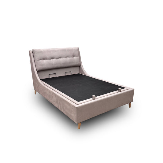‘Javier’ Smooth Stone Ottoman Bed Frame - Double