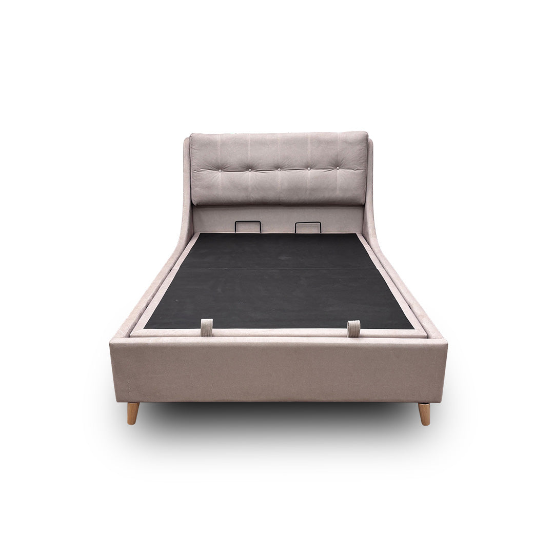 ‘Javier’ Smooth Stone Ottoman Bed Frame - Double