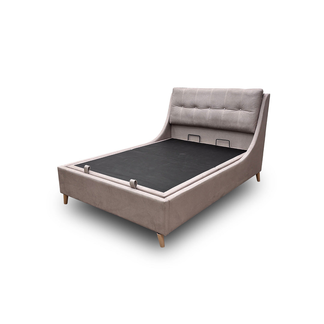 ‘Javier’ Smooth Stone Ottoman Bed Frame - Double