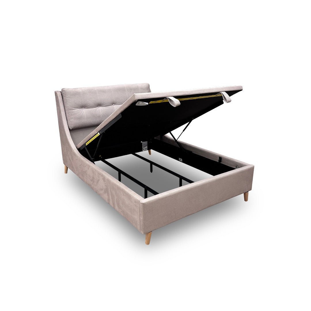 ‘Javier’ Smooth Stone Ottoman Bed Frame - Double