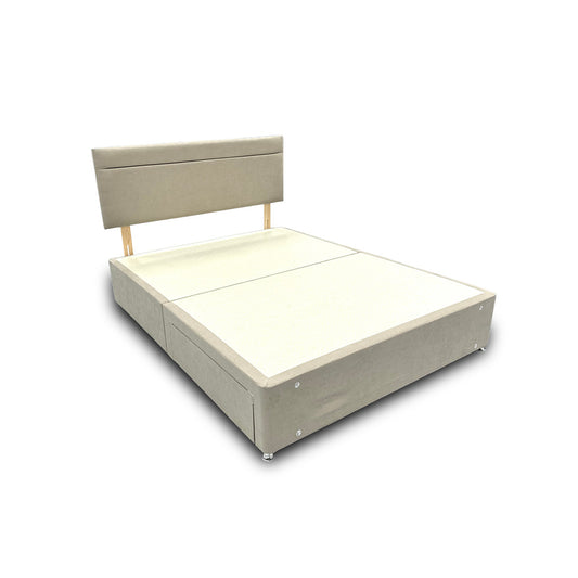 'Capella' Mink Velvet Divan Base + Headboard with 2 Drawers - King