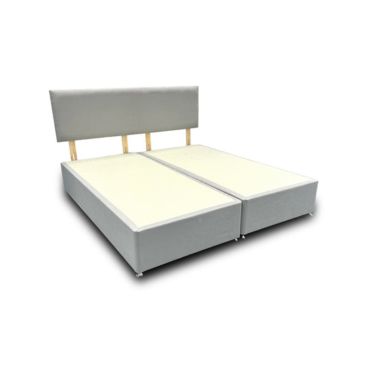 'Roma' Silver Velvet Divan Base + Headboard - Super King