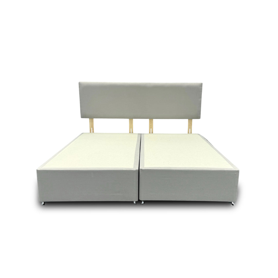 'Roma' Silver Velvet Divan Base + Headboard - Super King