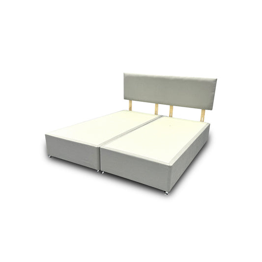 'Roma' Silver Velvet Divan Base + Headboard - Super King