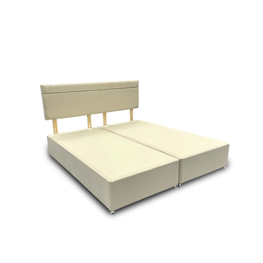 ‘Capella’ Cream Velvet Divan Base + Headboard - Super King